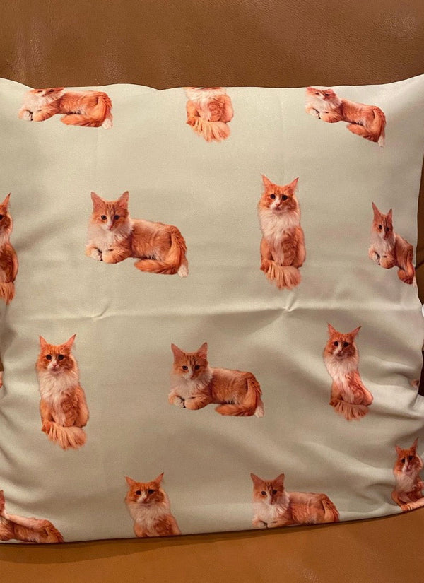 【ノルウェージャンフォレストキャット】クッション | ソファの隣に、ご自分のお誕生日のご褒美で(バロンくん)