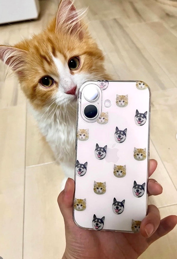 【スコティッシュ・フォールド×黒柴】クリアスマホケース | 猫と犬、2匹そろってiPhoneに(もんちゃん&まろくん)