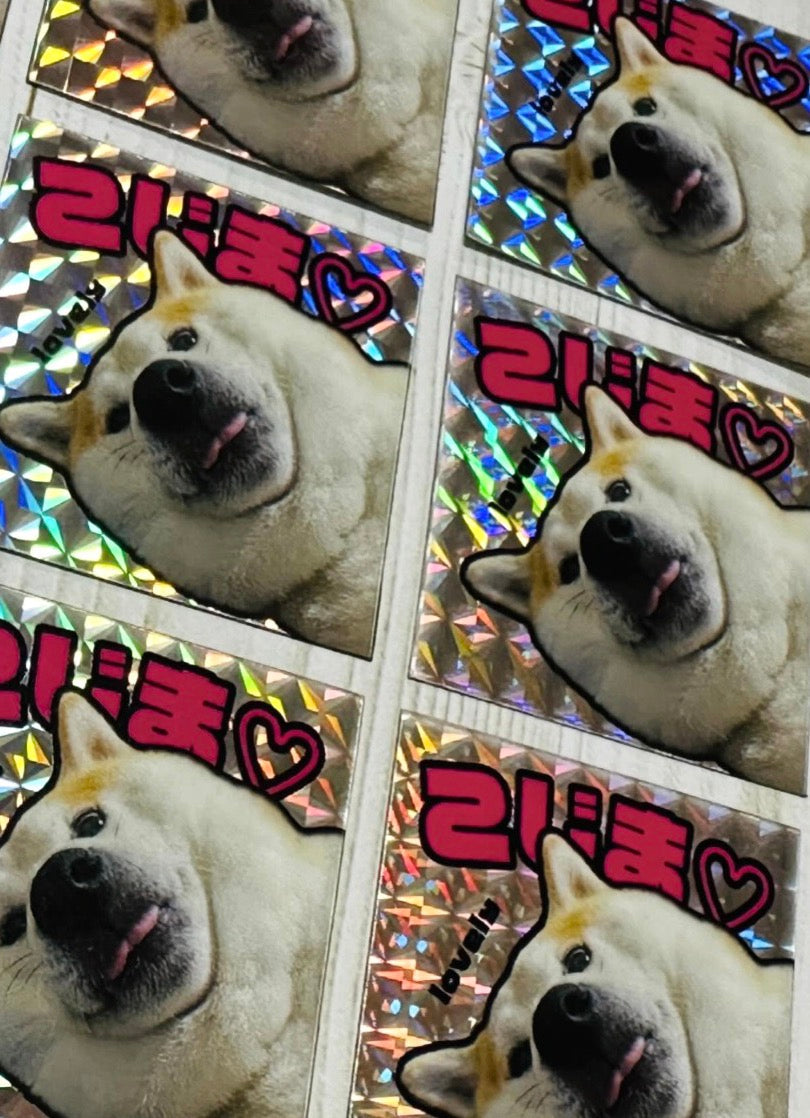 東京の工房の専任デザイナーが写真からデザインした 柴犬 こじまちゃんのキラキラシール