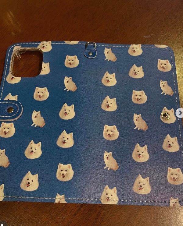 【日本スピッツ】本革スマホケース | ご自分へのご褒美に、いつも持ち歩くために（歴代4頭）