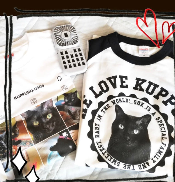 【黒猫】ラグランTシャツ | 夏のお出かけに、ご自分の普段着として（クップルちゃん）