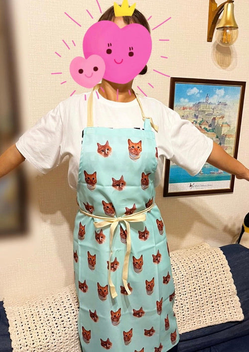 【ネザーランドドワーフ・ポメプー・茶トラ】エプロン | 4匹を2枚に分けて、ご自分のお誕生日に（りょふくん・さくらちゃん・はちすけくん・すずちゃん）
