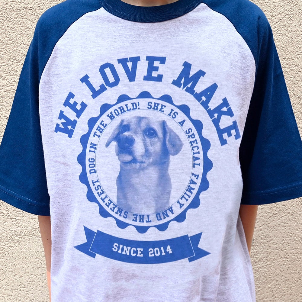 ラグランTシャツ｜オーダーメイド 写真を送るだけ 犬 猫 多頭飼いもOK